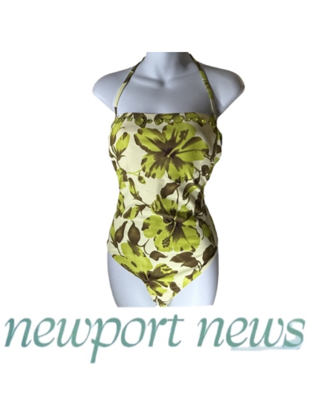 NWT NEWPORT NEWS | Tropical Floral Halter One Piece Swimsuit Swimwear Beach 14